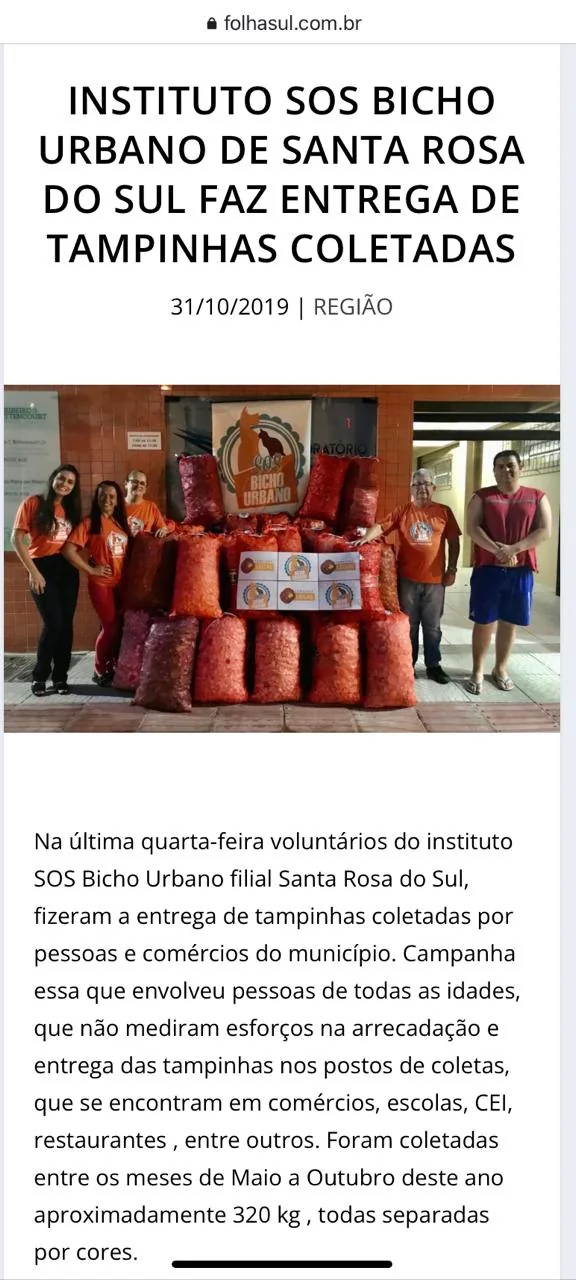 Parcerias — registro 3 do Instituto SOS Bicho Urbano